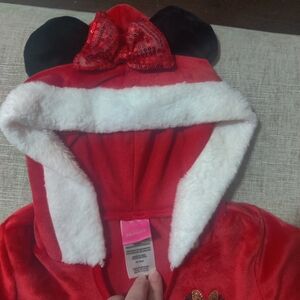 Disney Red Hooded Minnie Mouse Costume Jacket with Black Ears and Sequin Bow